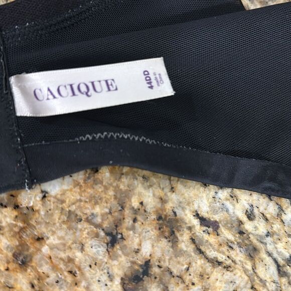 Cacique Black Underwire Plunging Neckline Padded Bra Size 44DD - Picture 4 of 6